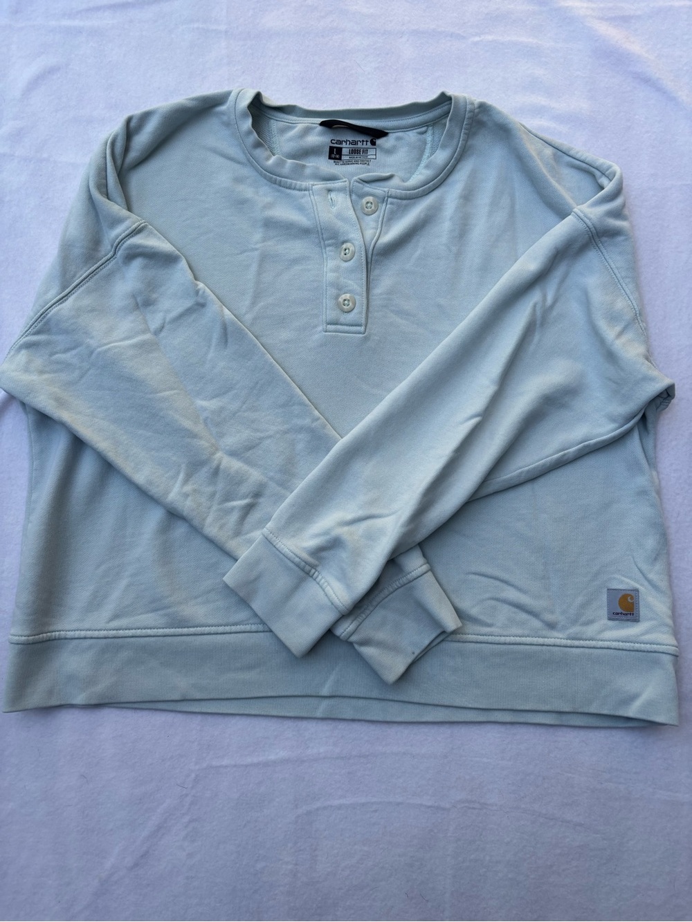 Carhartt Soft Blue Henley Sweatshirt - Loose Fit 12/14 - Picture 5 of 10
